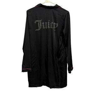 Juicy‎ Couture Y2K Sleepshirt Nightie Jeweled Bedazzled Rhinestone Black Robe S